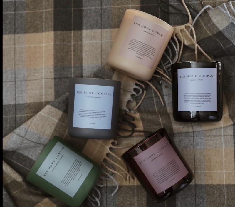 Rem Home Company candle labels by Sticker Supply Shop